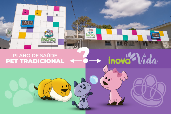 Fachada do Inova Hospital Veterinário 24h, destaque em Sorocaba com plano de saúde pet, prédio moderno e logotipo iluminado.